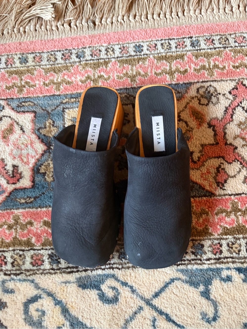 Miista Allison Black Leather Clogs